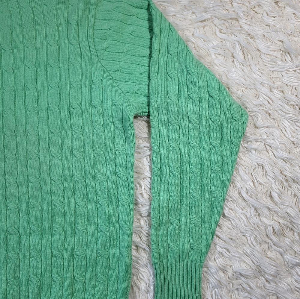 Peter Millar 100% Cashmere Green Cable Knit Sweater Size Large - Picture 12 of 14